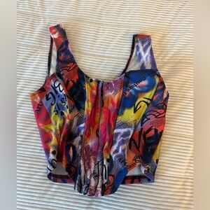 Graffiti Styled Multicolored Corset Top